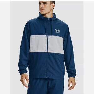 Under Armour Men's Sportstyle Windbreaker Jacket Graphite Blue Halo Gray Size XL